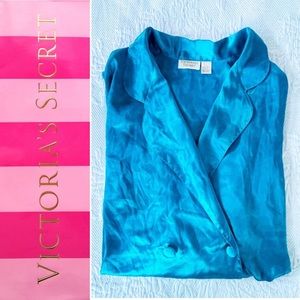 Vintage Victoria’s Secret Gold Label Turquoise Blue Oversized Pajama Shirt M/L
